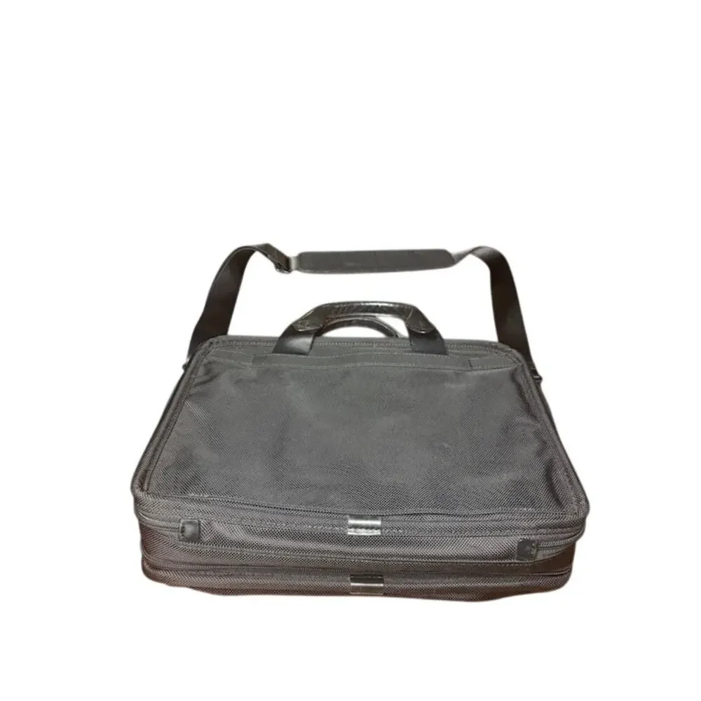 TUMI Alpha Expandable Laptop Briefcase Messenger Bag Black Ballistic Nylon